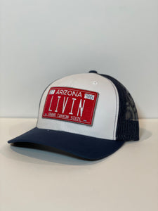 Arizona Livin License Plate White / Navy Trucker Hat