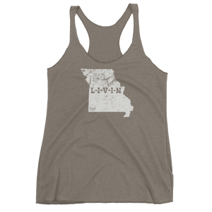Missouri LIVIN Grey Logo Women's Racerback Tank (12 colors available) - State Of Livin