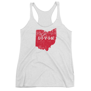 Ohio LIVIN Red Logo Women's Racerback Tank (10 colors available) - State Of Livin