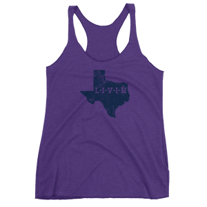 Texas LIVIN Navy Logo Women's Racerback Tank (10 colors available) - State Of Livin