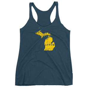 Michigan LIVIN Yellow Logo Women's Racerback Tank (10 colors available) - State Of Livin