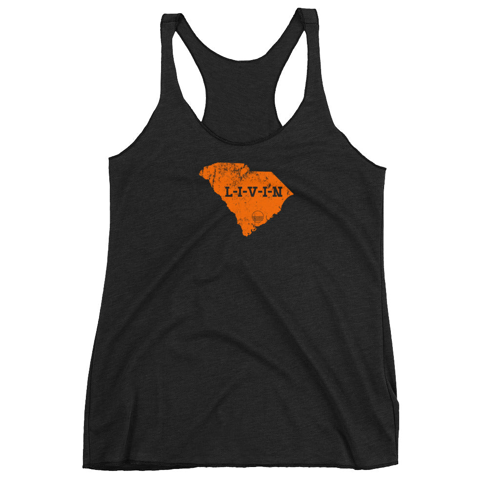 South Carolina LIVIN Orange Logo Women's Racerback Tank (9 colors available) - State Of Livin