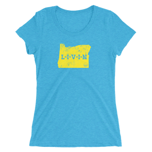 Oregon LIVIN Yellow Logo Ladies' short sleeve t-shirt (12 colors available) - State Of Livin