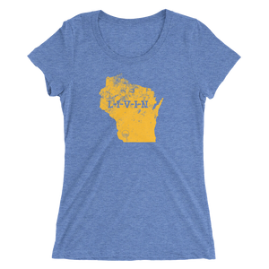Wisconsin LIVIN Yellow Logo Ladies' short sleeve t-shirt (10 colors available) - State Of Livin