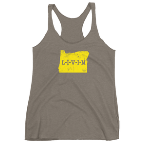Oregon LIVIN Yellow Logo Women's Racerback Tank (12 colors available) - State Of Livin