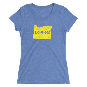 Oregon LIVIN Yellow Logo Ladies' short sleeve t-shirt (12 colors available) - State Of Livin