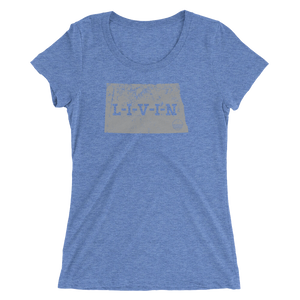 North Dakota LIVIN Grey Logo Ladies' short sleeve t-shirt (9 colors available) - State Of Livin