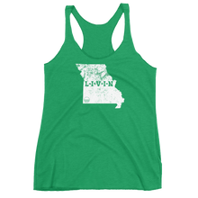 Missouri LIVIN White Logo Women's Racerback Tank (14 colors available) - State Of Livin
