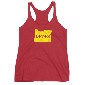 Oregon LIVIN Yellow Logo Women's Racerback Tank (12 colors available) - State Of Livin