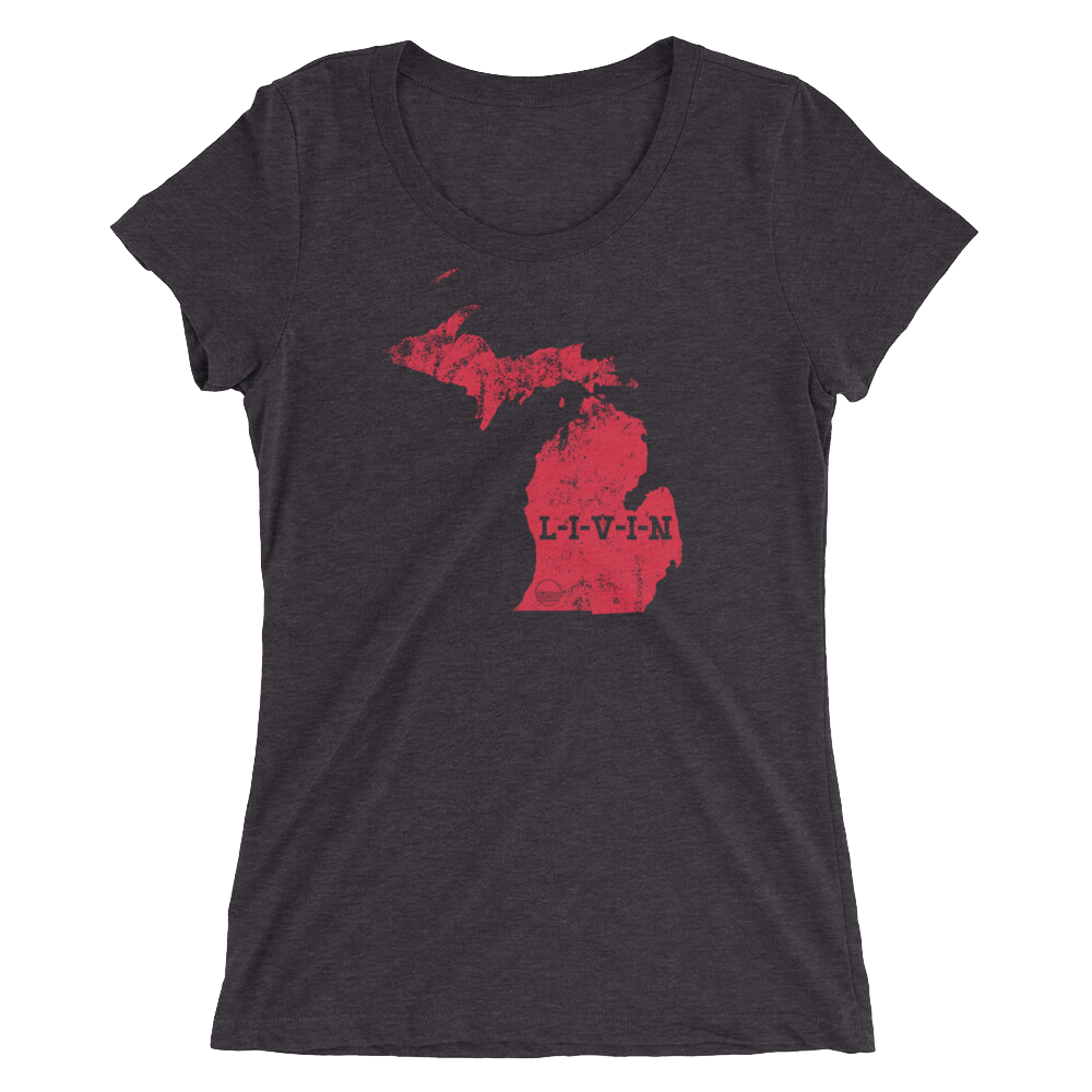 Michigan LIVIN Red Logo Ladies' short sleeve t-shirt (9 colors available) - State Of Livin