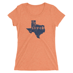 Texas LIVIN Navy Logo Ladies' short sleeve t-shirt (12 colors available) - State Of Livin